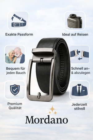 Mordano Eleganter Ledergürtel - Stufenlos einstellbar