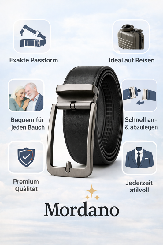 Mordano Eleganter Ledergürtel - Stufenlos einstellbar